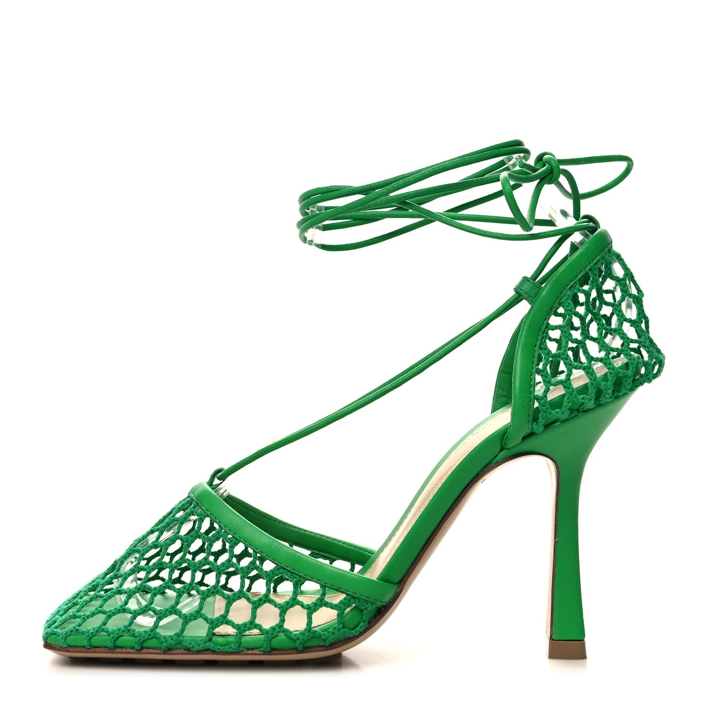 Mesh Nappa Stretch Ankle Tie 90mm Sandals 36 Grass
