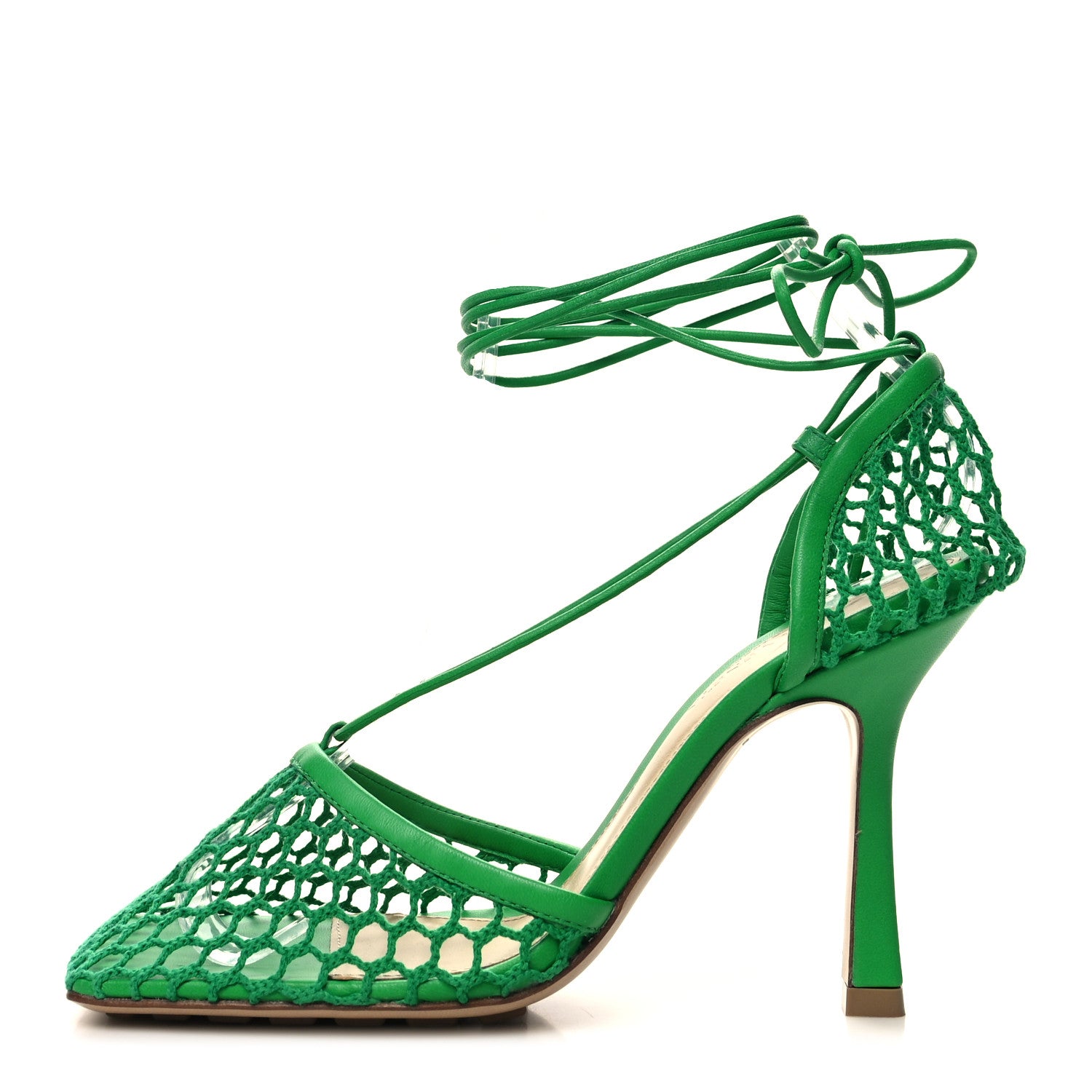 Bottega Veneta Mesh Nappa Stretch Ankle Tie 90mm Sandals 36 Grass 1 of 7