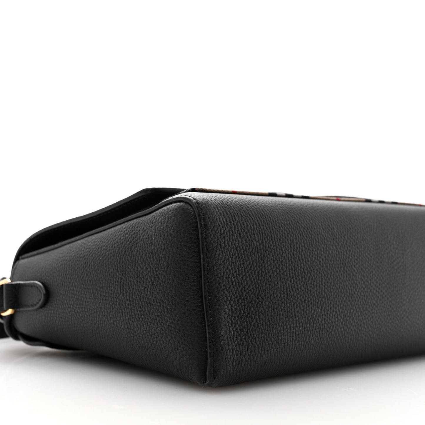 Coated Canvas Calfskin Vintage Check Medium Note Crossbody Bag Black