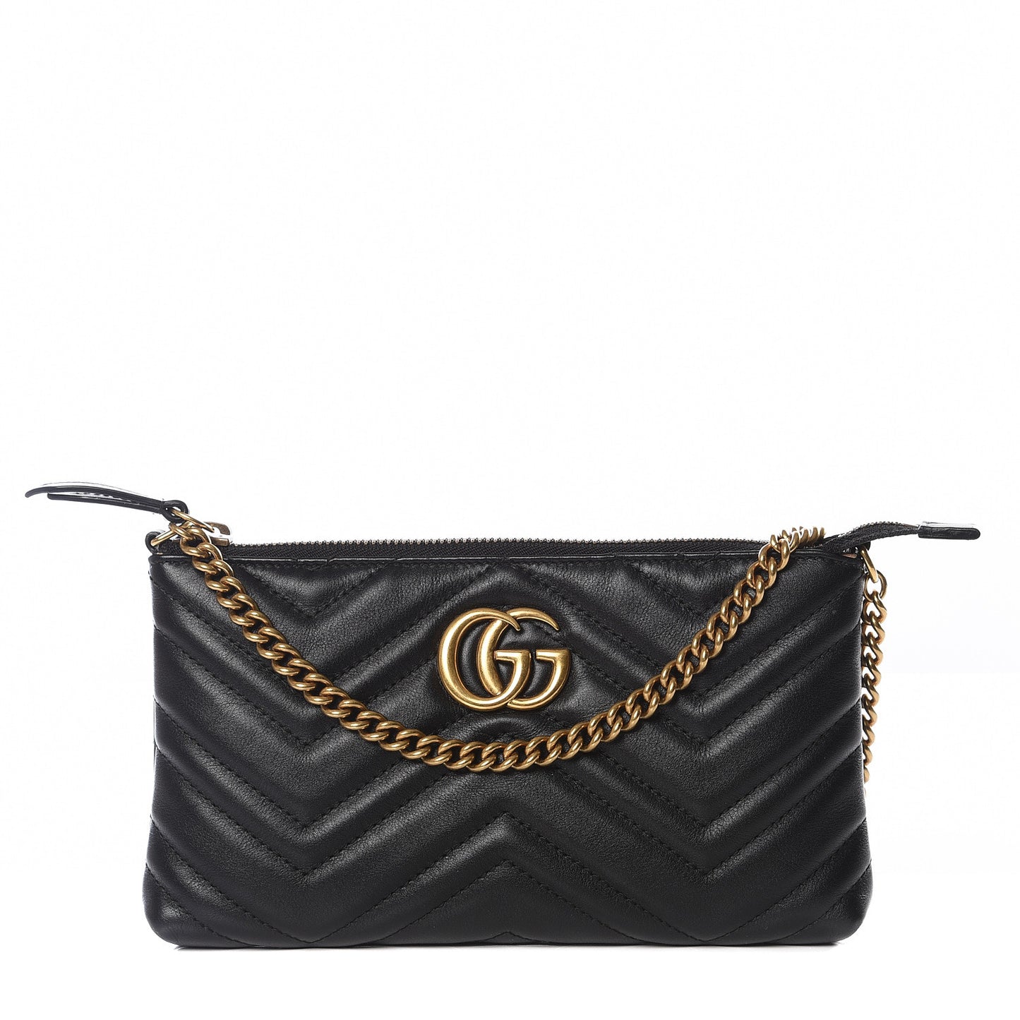 Calfskin Matelasse Mini GG Marmont Chain Bag Black