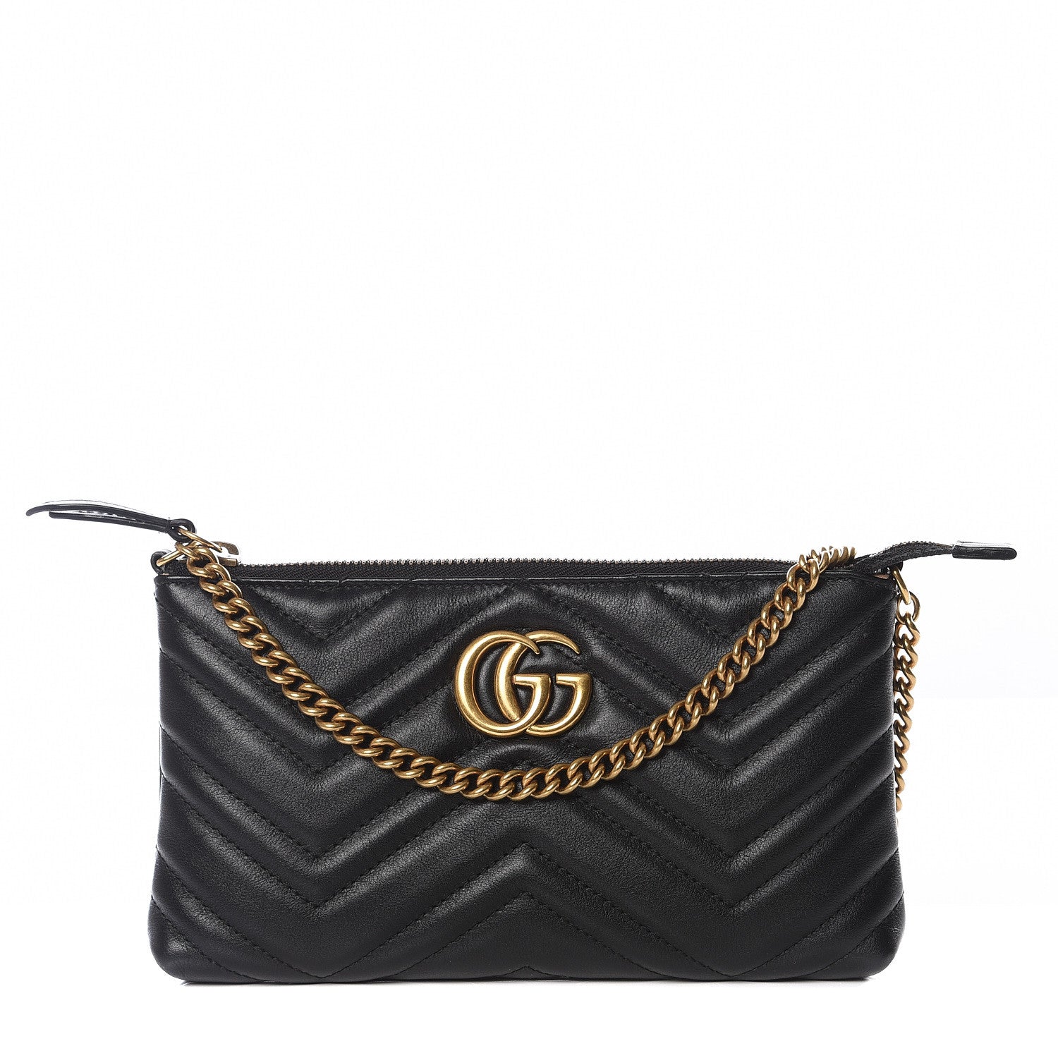 Gucci Calfskin Matelasse Mini GG Marmont Chain Bag Black 1 of 9