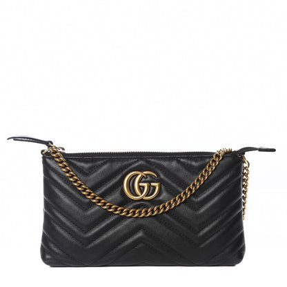 Gucci Calfskin Matelasse Mini GG Marmont Chain Bag Black 1 of 9