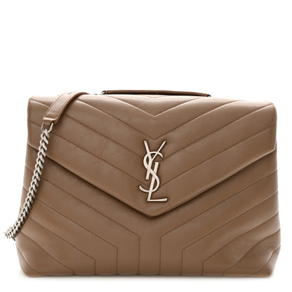 Saint Laurent Calfskin Y Quilted Monogram Medium Loulou Chain Satchel Dark Beige 1 of 13