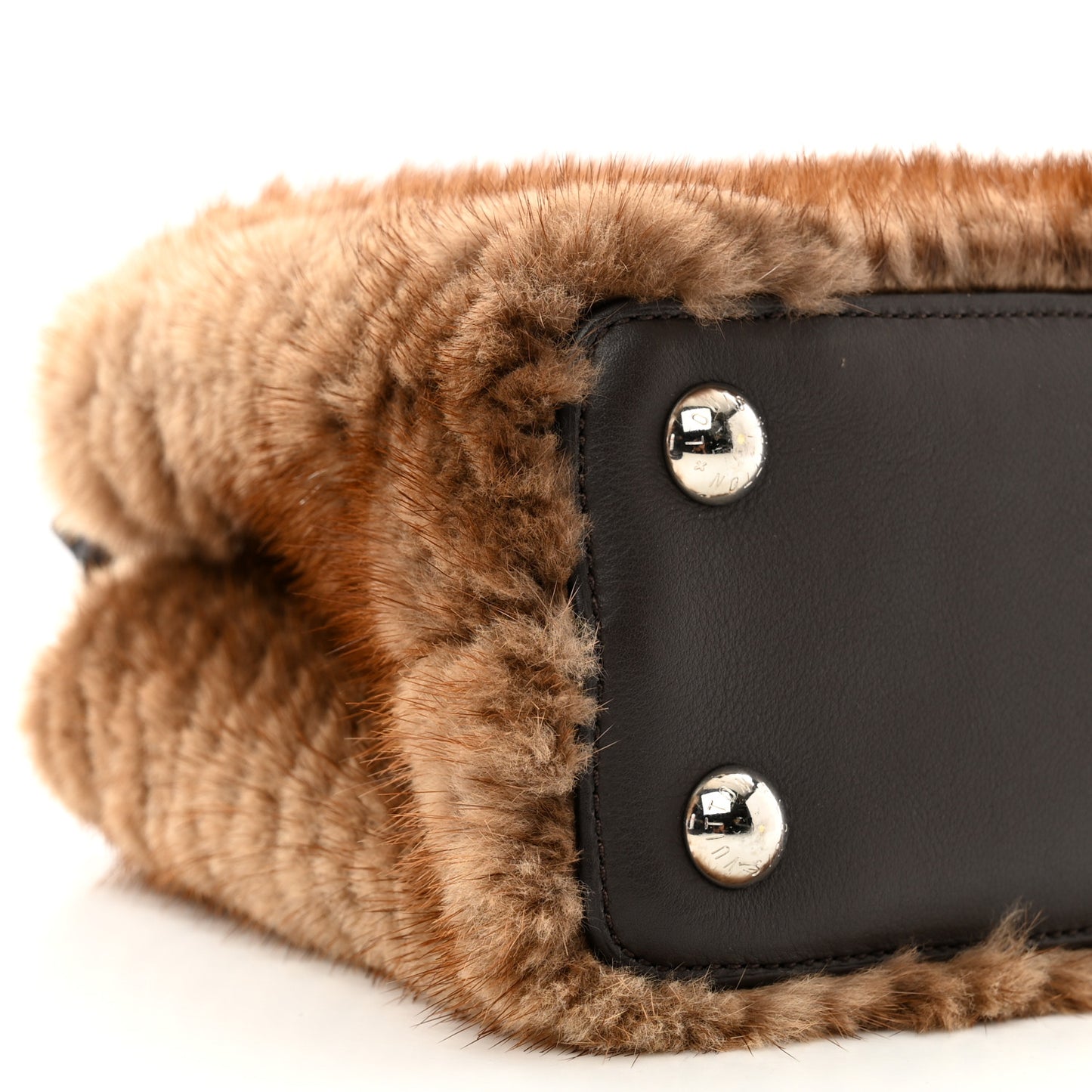 Mink Fur Capucines MM Dark Brown