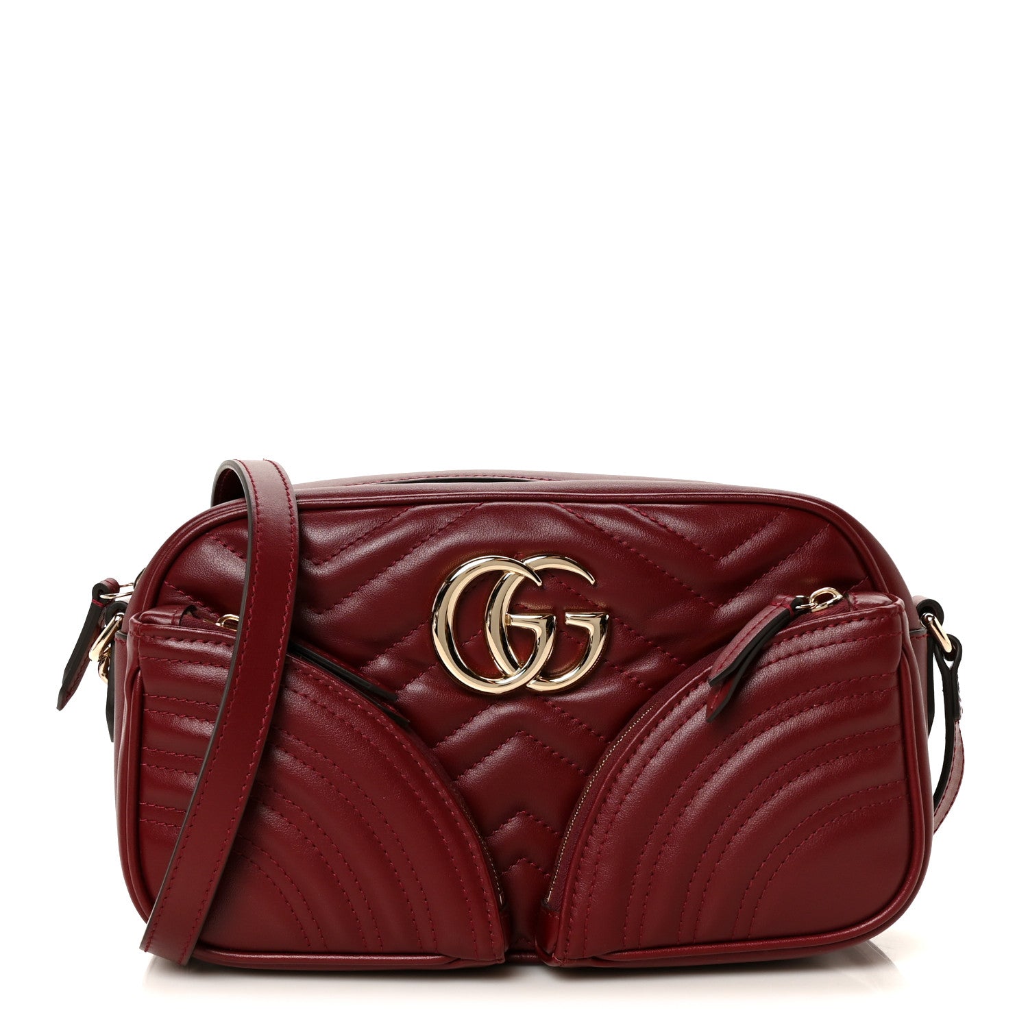 Gucci Calfskin Matelasse Small GG Marmont 2.0 Shoulder Bag Rosso Ancora 1 of 11