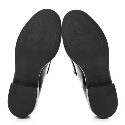 Prada Spazzolato Metal Triangle Logo 50mm Loafers 40 Black 5 of 11