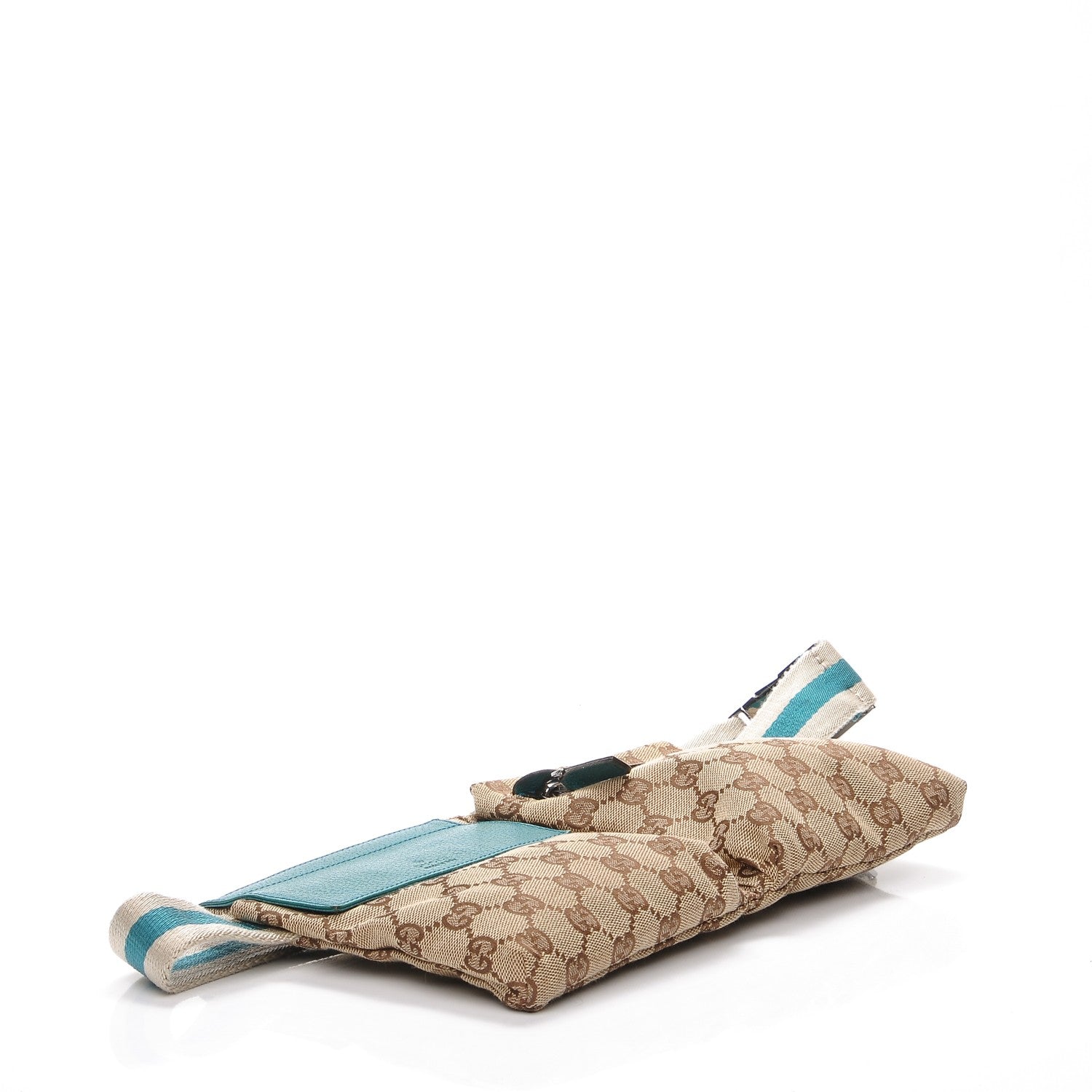 Gucci GG Monogram Web Double Pocket Belt Bag Turquoise 3 of 9