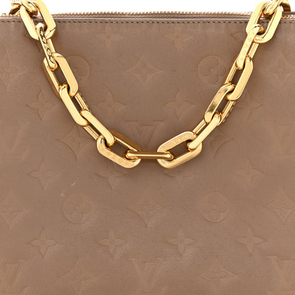 Louis Vuitton Lambskin Embossed Monogram Coussin PM Taupe 9 of 12