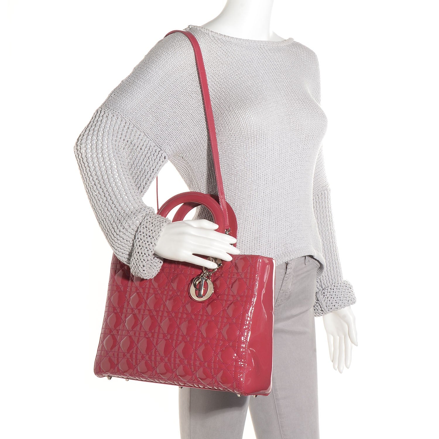 Christian Dior Patent Cannage Large Lady Dior Pink 2 of 7
