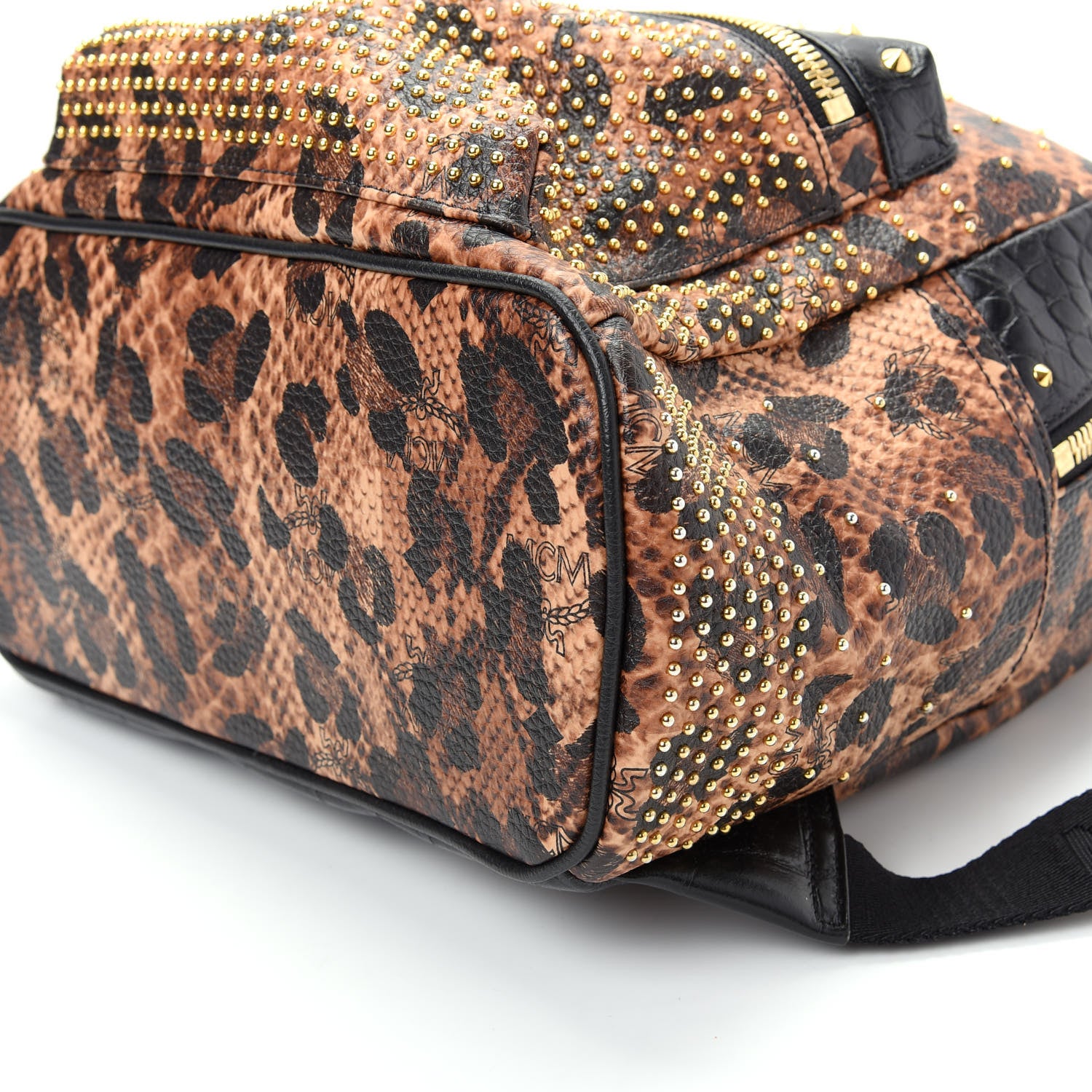 MCM Visetos Leopard Print Studded Small Stark Backpack 7 of 10