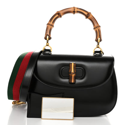 Gucci Boarded Dyana Lux Calfskin Web Medium Bamboo 1947 Top Handle Bag Black 3 of 11
