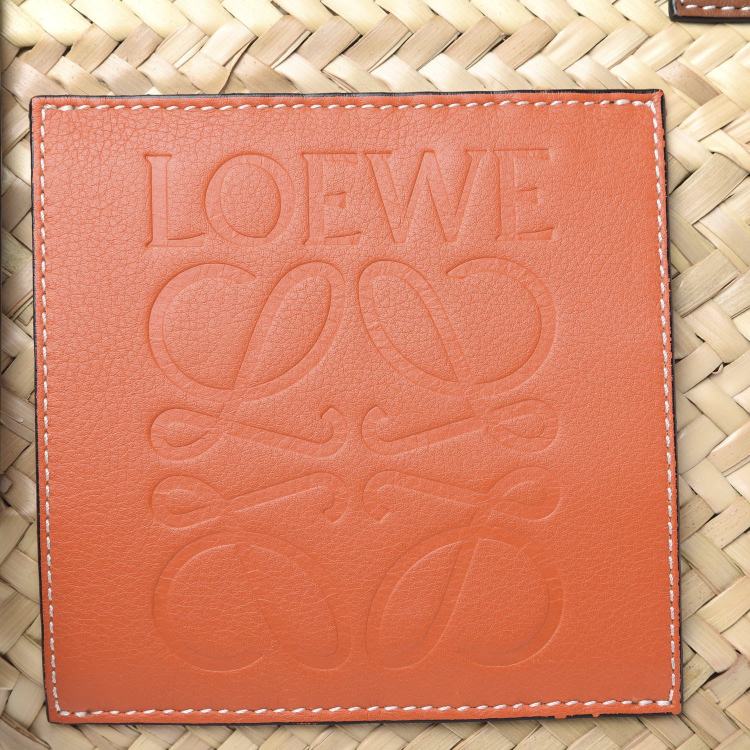 Loewe Raffia Basket Tote Bag Natural Tan Orange 8 of 9