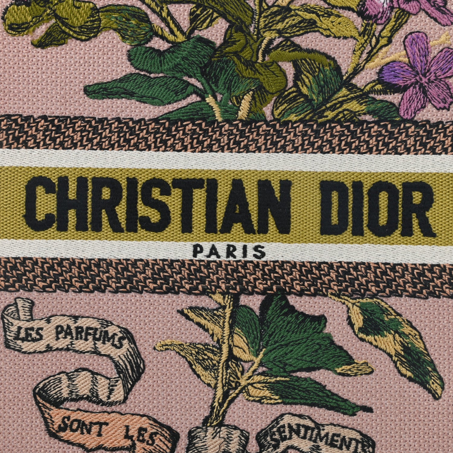 Christian Dior Canvas Embroidered Vertical Fleurs Bibliques Book Tote Pink Multicolor 13 of 13