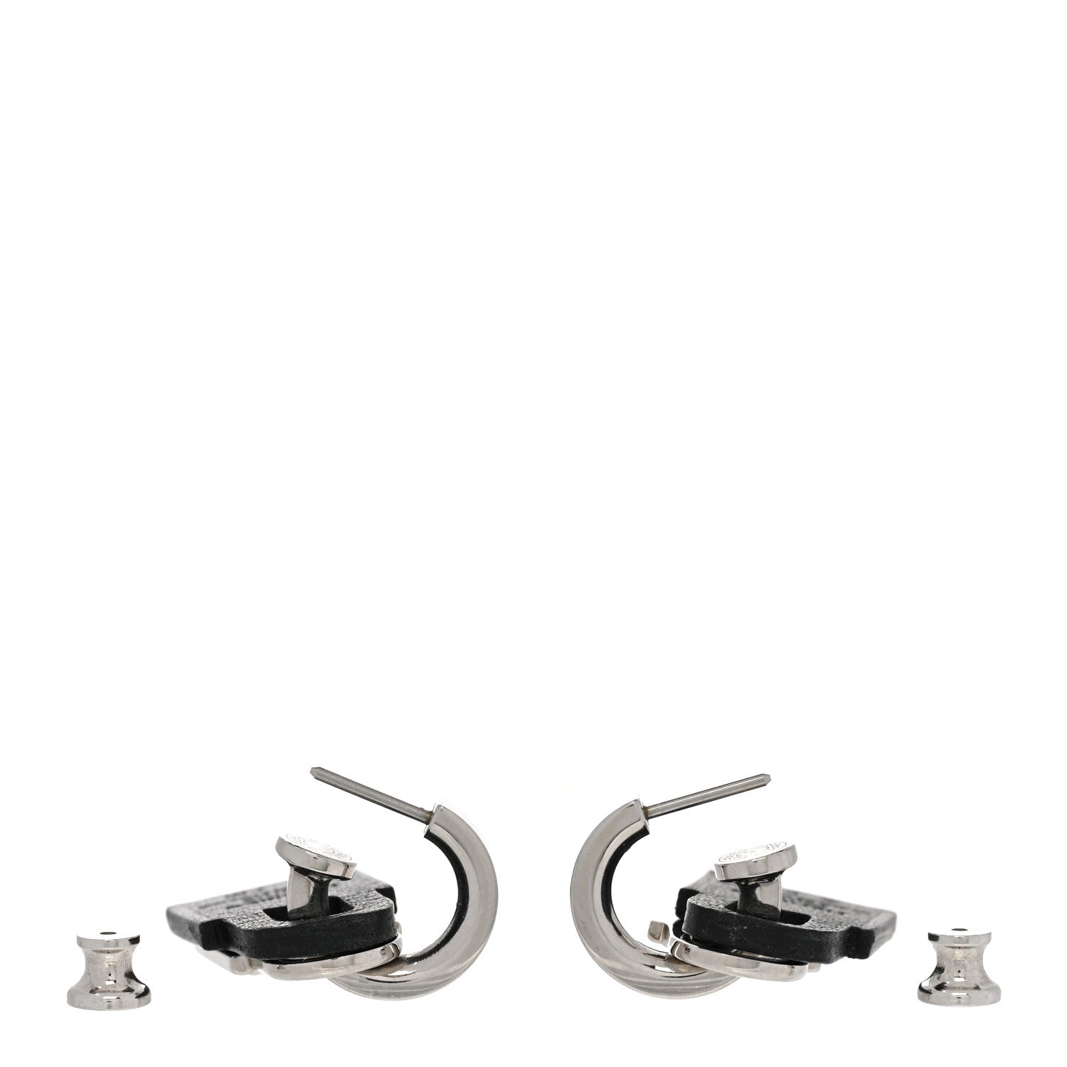 Hermes Palladium Swift O'Kelly Earrings Black 3 of 6