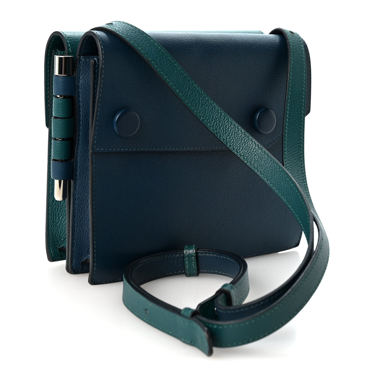 Hermes Evercolor Twins Bag Deep Blue Vert Bosphore 3 of 10