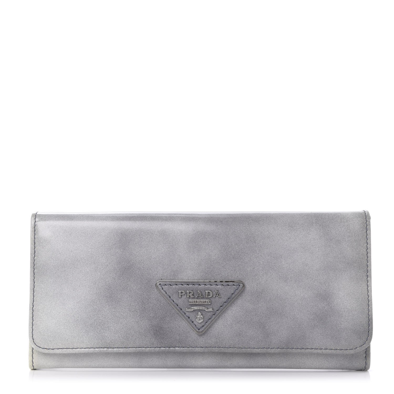 Prada Spazzolato Tria Continental Flap Wallet Grigio 1 of 12