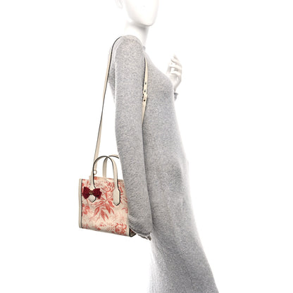 Gucci Canvas Herbarium Print Ribbon Top Handle Bag Pink White 2 of 10
