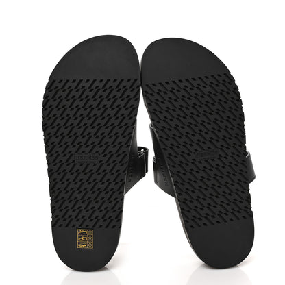 Hermes Calfskin Womens Chypre Sandals 39 Black 6 of 9
