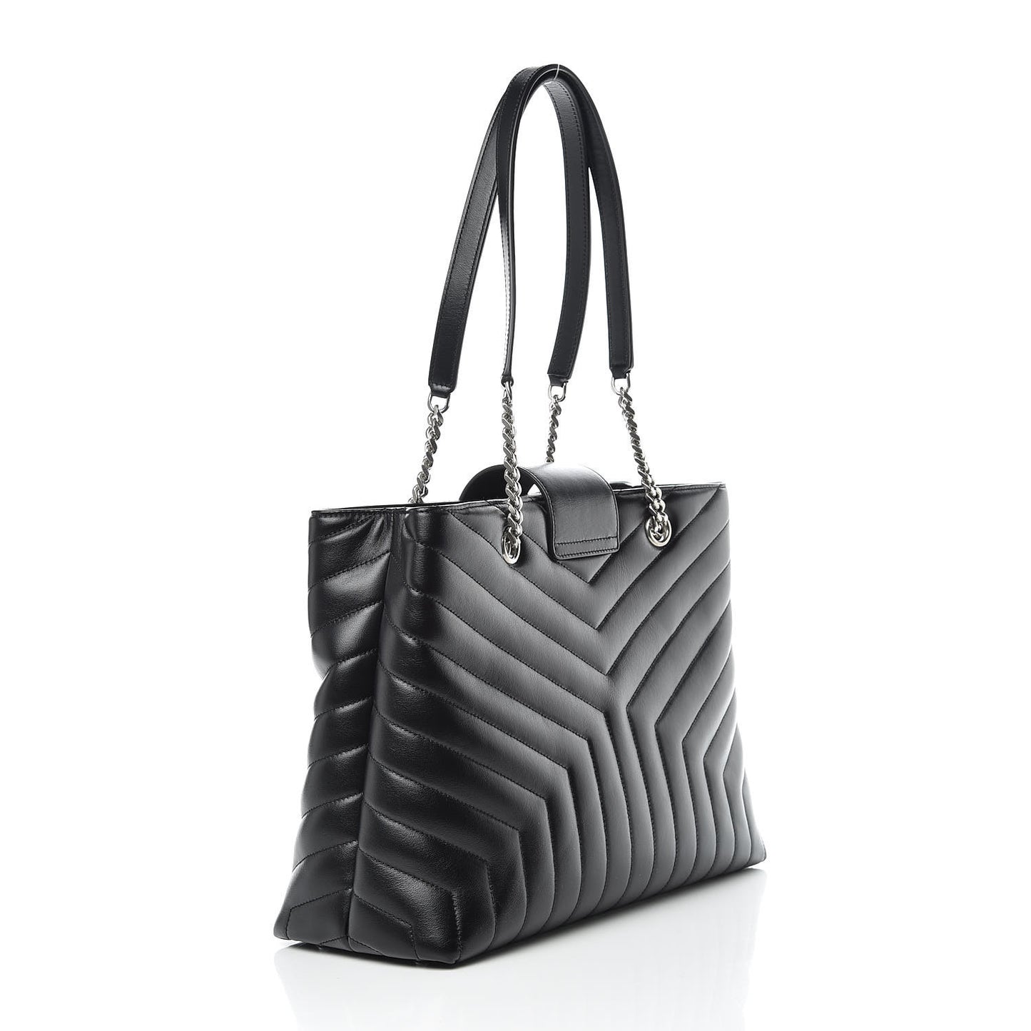 Calfskin Y Quilted Monogram Large Loulou Shopper Black