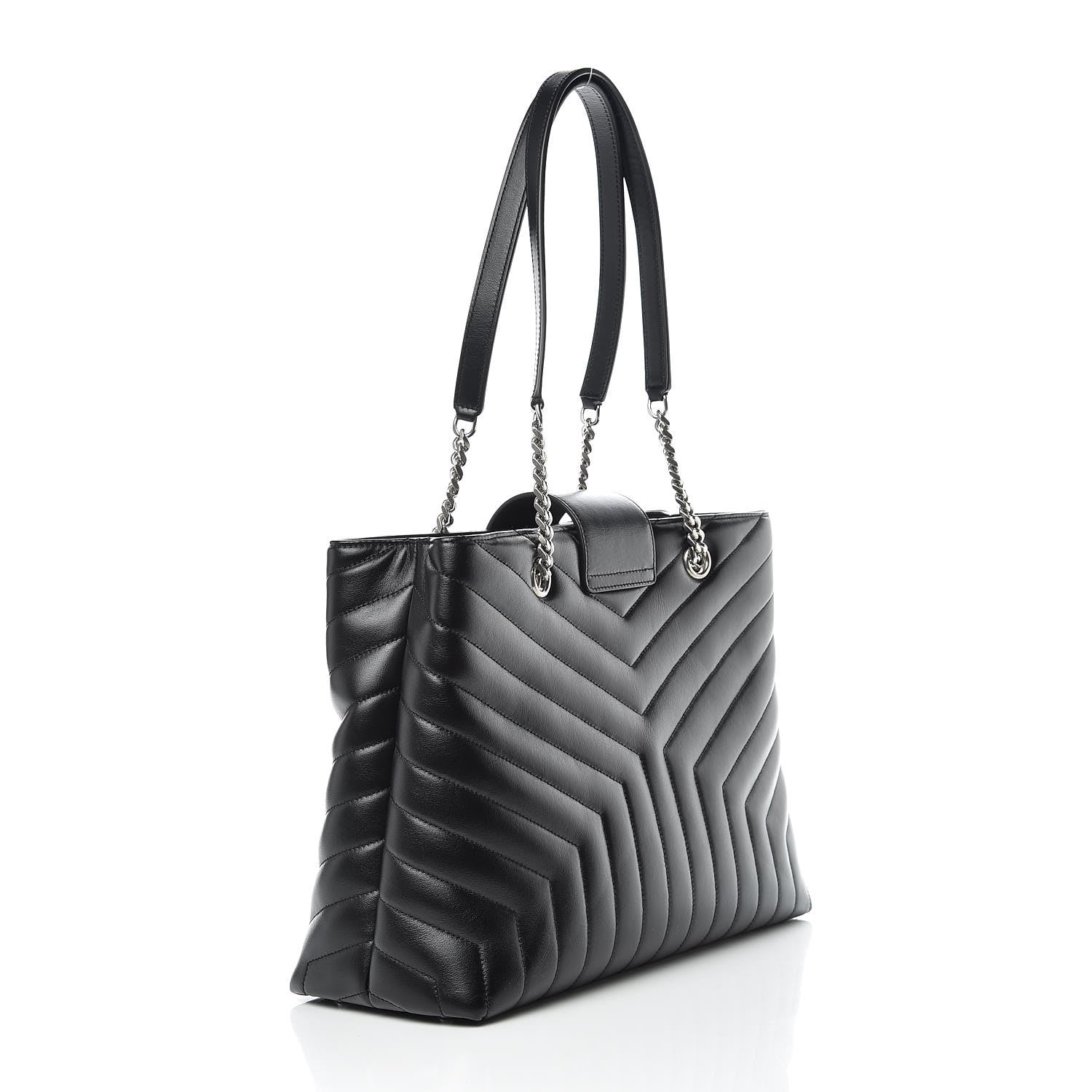 Saint Laurent Calfskin Y Quilted Monogram Large Loulou Shopper Black 3 of 10
