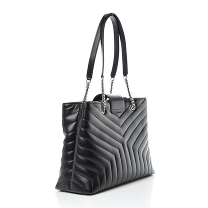Saint Laurent Calfskin Y Quilted Monogram Large Loulou Shopper Black 3 of 10