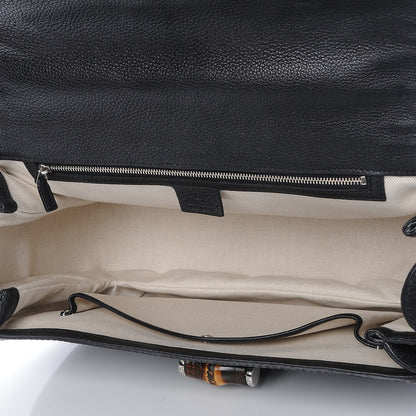 Gucci Rubber Guccissima Large New Bamboo Top Handle Bag Black 6 of 8