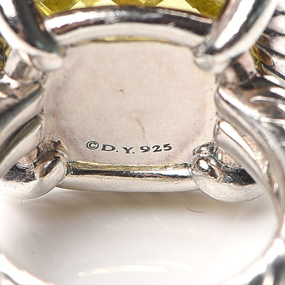 David Yurman Sterling Silver Diamond Lemon Citrine 14mm Chatelaine Pave Bezel Ring 46 3.75 4 of 4