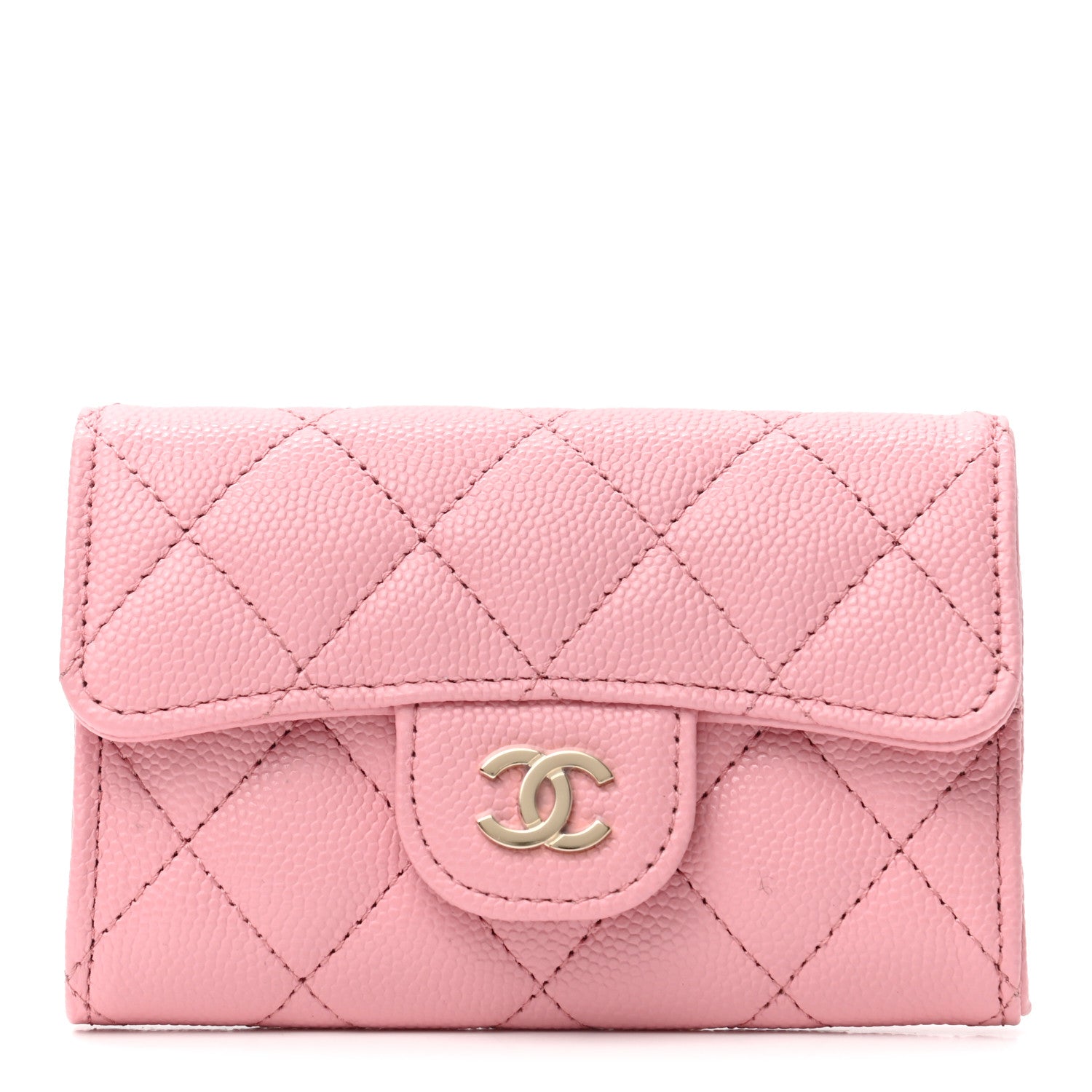 Chanel Caviar Quilted Flap Card Holder Wallet Light Pink 1 of 7