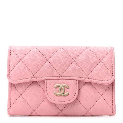 Chanel Caviar Quilted Flap Card Holder Wallet Light Pink 1 of 7