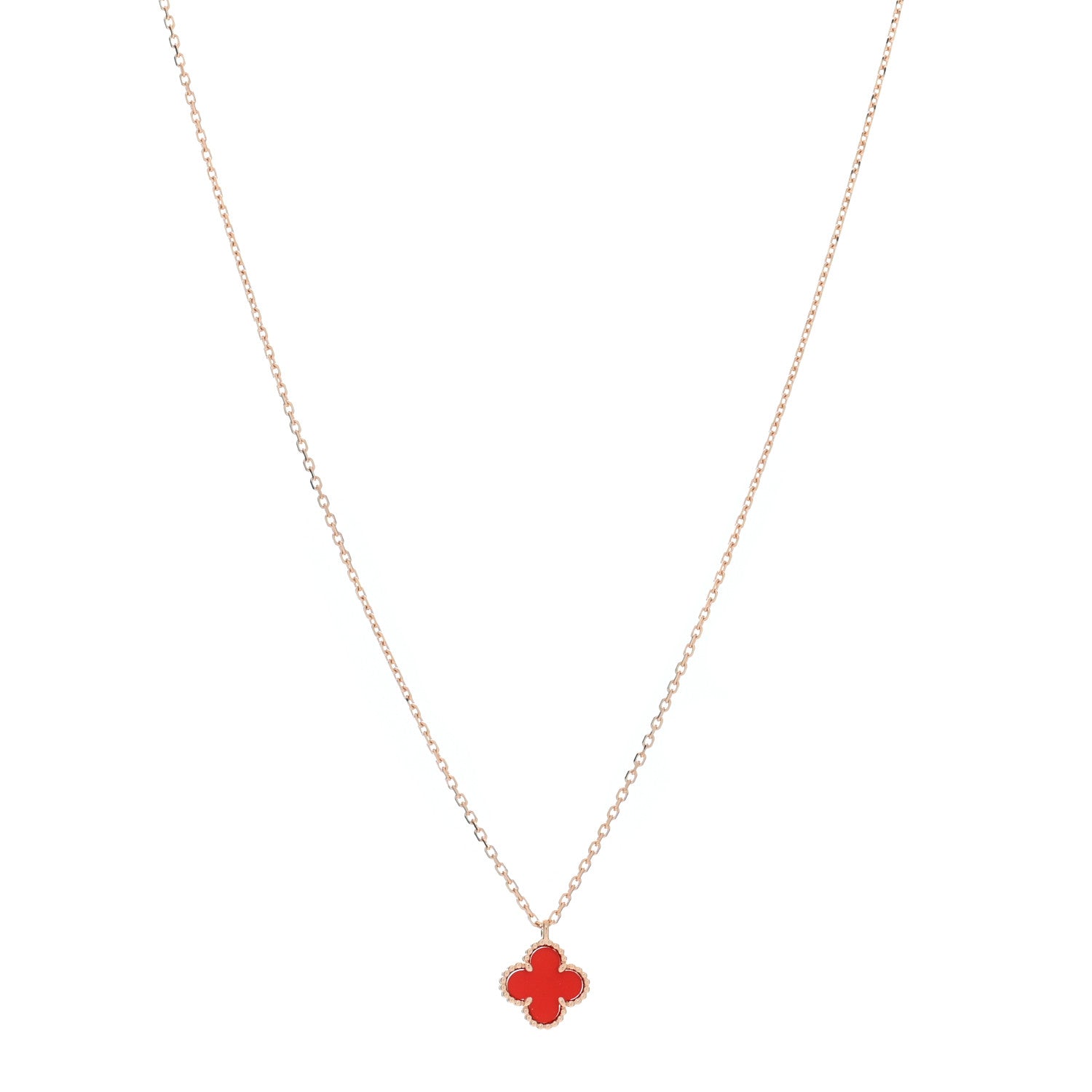 Van Cleef & Arpels VAN CLEEF & ARPELS 18K Rose Gold Carnelian Sweet Alhambra Pendant Necklace 1 of 5