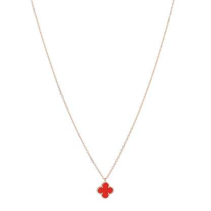 Van Cleef & Arpels VAN CLEEF & ARPELS 18K Rose Gold Carnelian Sweet Alhambra Pendant Necklace 1 of 5