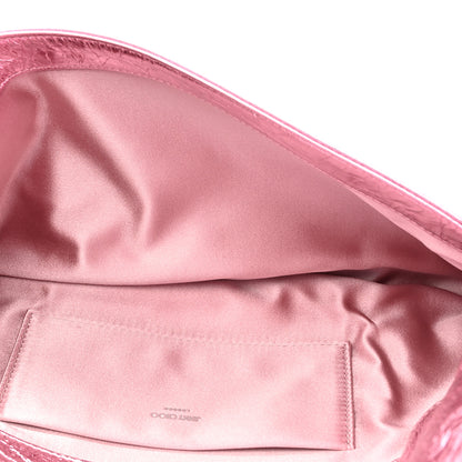Jimmy Choo Vintage Metallic Calfskin Crystal Zandra Clutch Bag Rose Silver 5 of 7