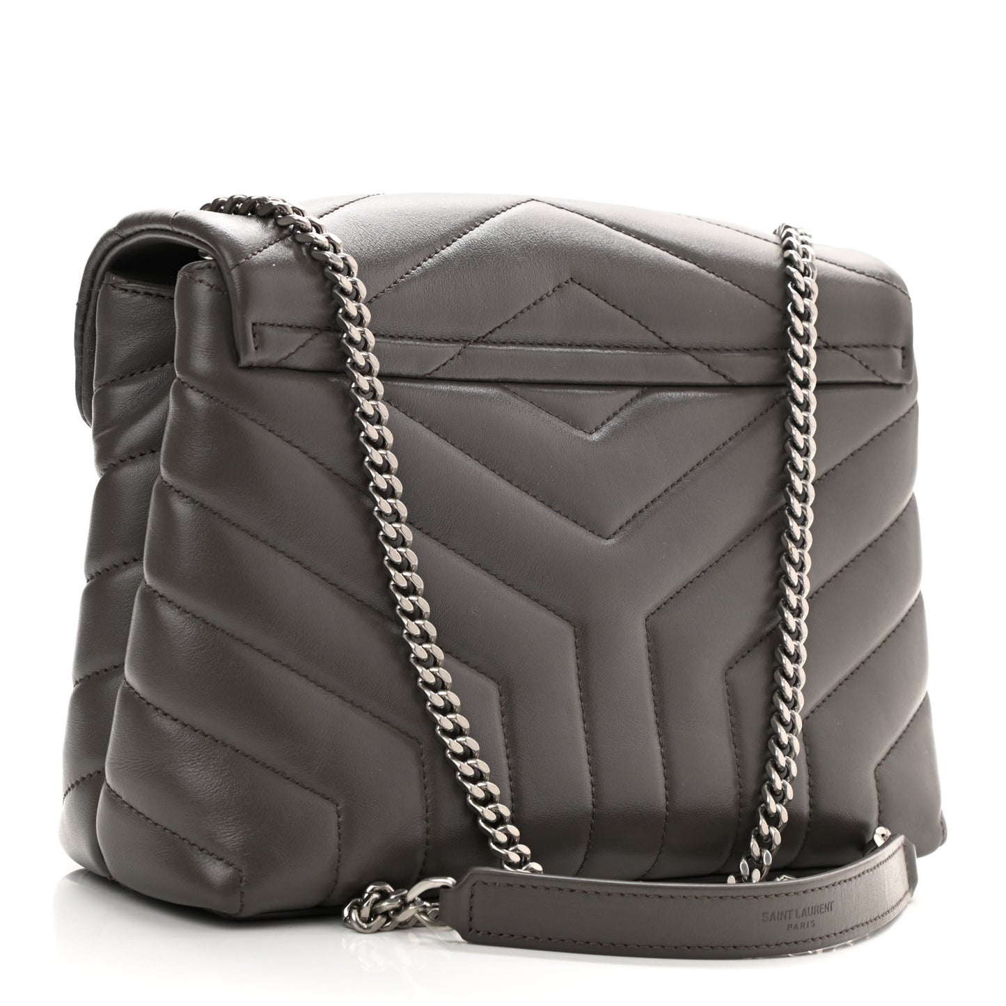 Calfskin Y Quilted Monogram Small Loulou Chain Satchel Pebble