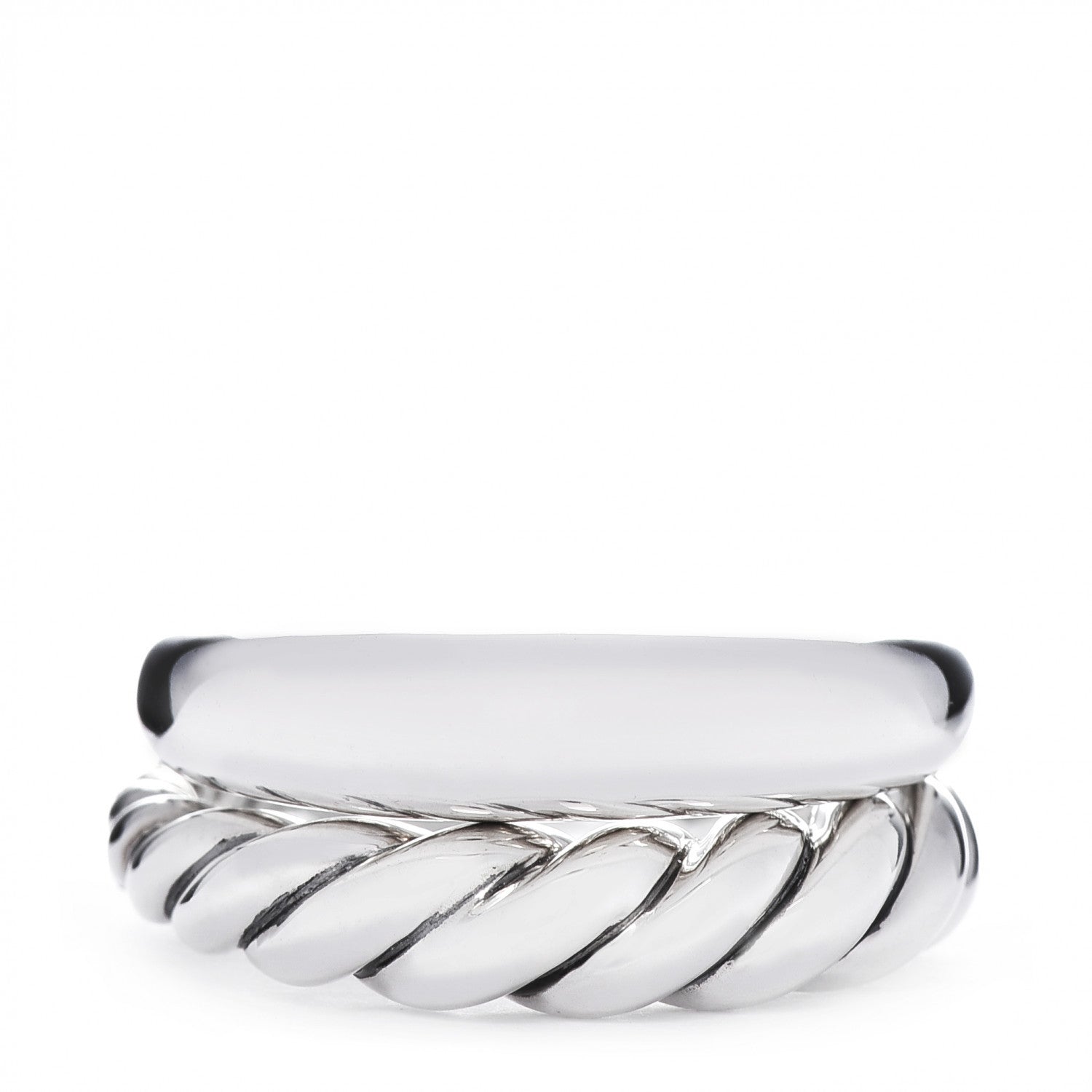 David Yurman Sterling Silver 5mm Pure Form Set of 2 Stack Rings 54 7 1 of 5