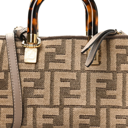 Fendi Chenille Vitello King Plexiglass FF Mini By The Way Top Handle Boston Bag Tortora Nuvola 7 of 9