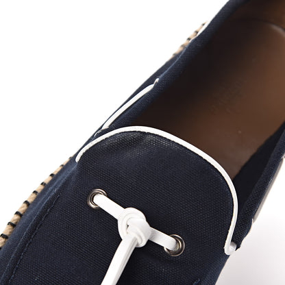 Hermes Cotton Canvas Mens Optimiste Moccasin Loafers 43 Navy 7 of 8