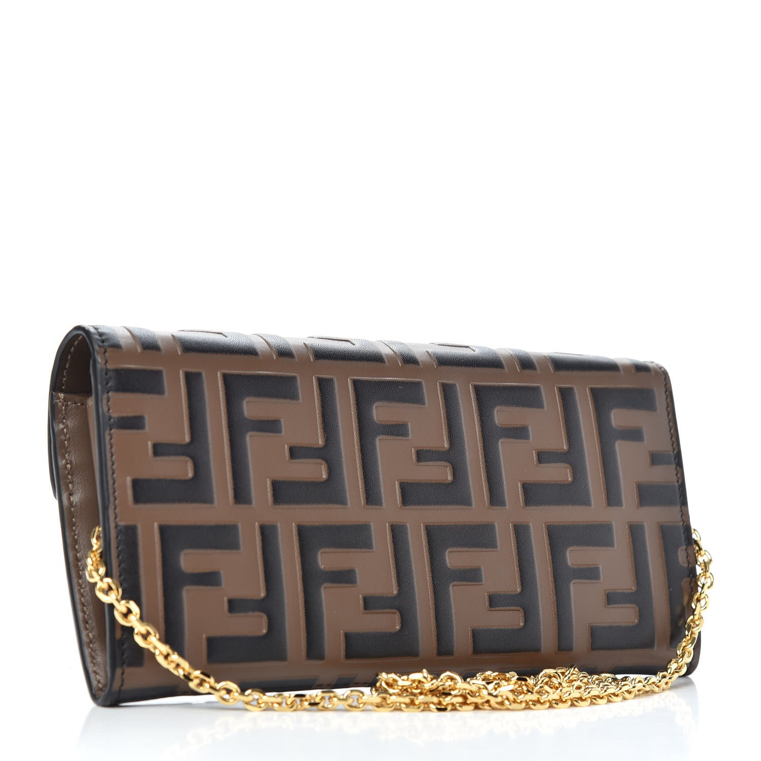 Fendi Vitello Soft F is Fendi Bi-Color FF 1974 Embossed Continental Envelope Wallet On Chain Maya Black 3 of 7