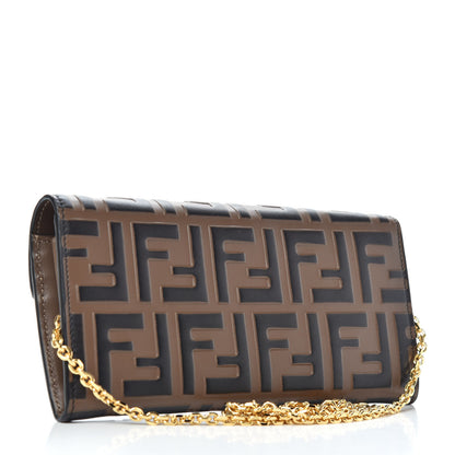 Fendi Vitello Soft F is Fendi Bi-Color FF 1974 Embossed Continental Envelope Wallet On Chain Maya Black 3 of 7