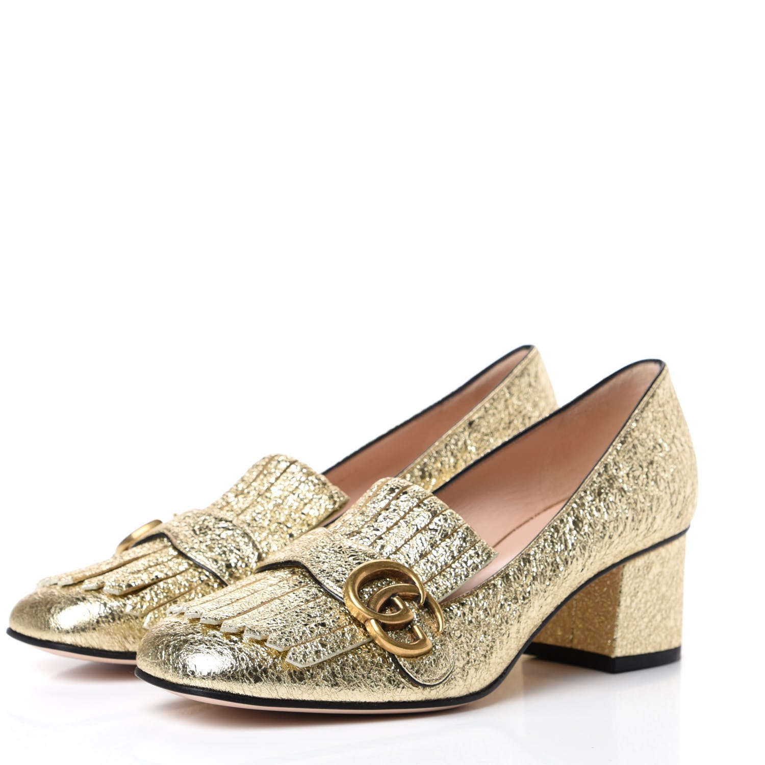 Gucci Galassia GG Marmont Fringe 50mm Loafer Pumps 39 Platino 2 of 10