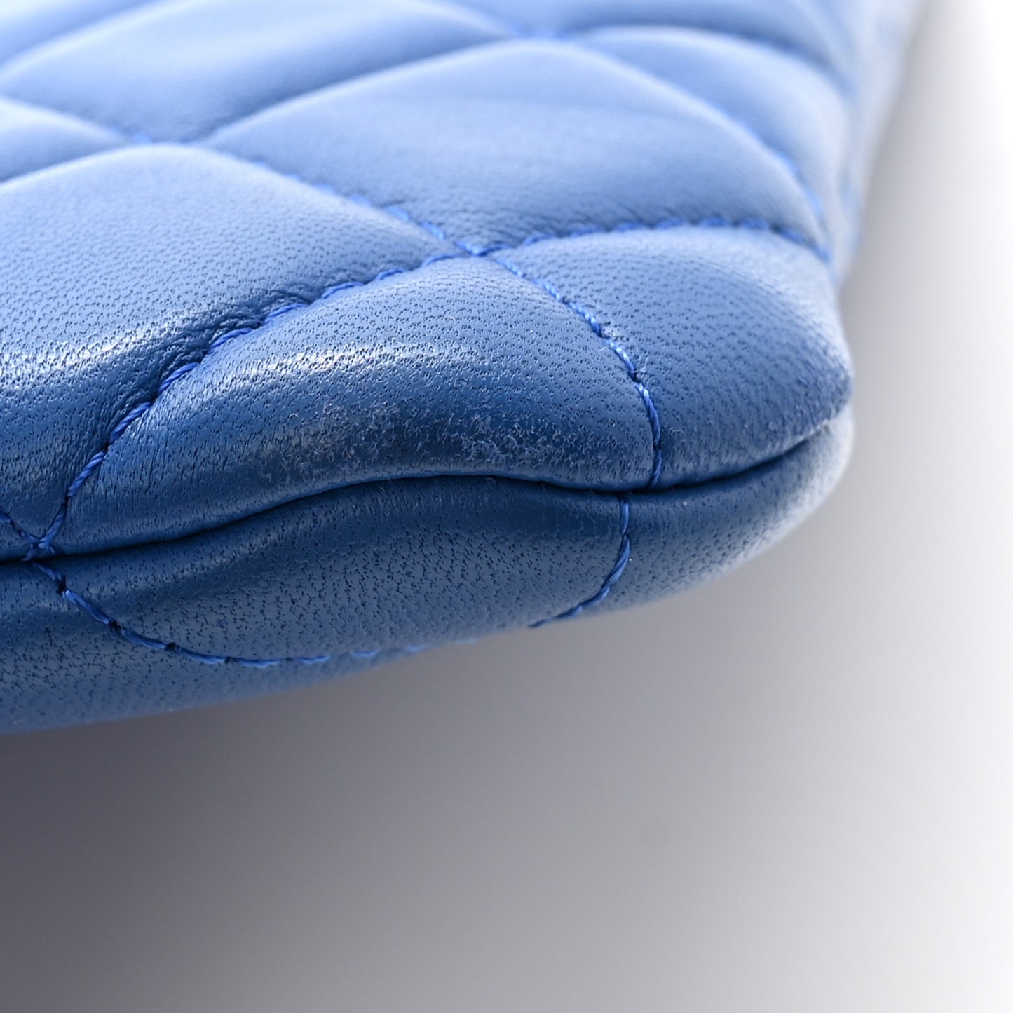 Lambskin Quilted Medium Cosmetic Case Blue