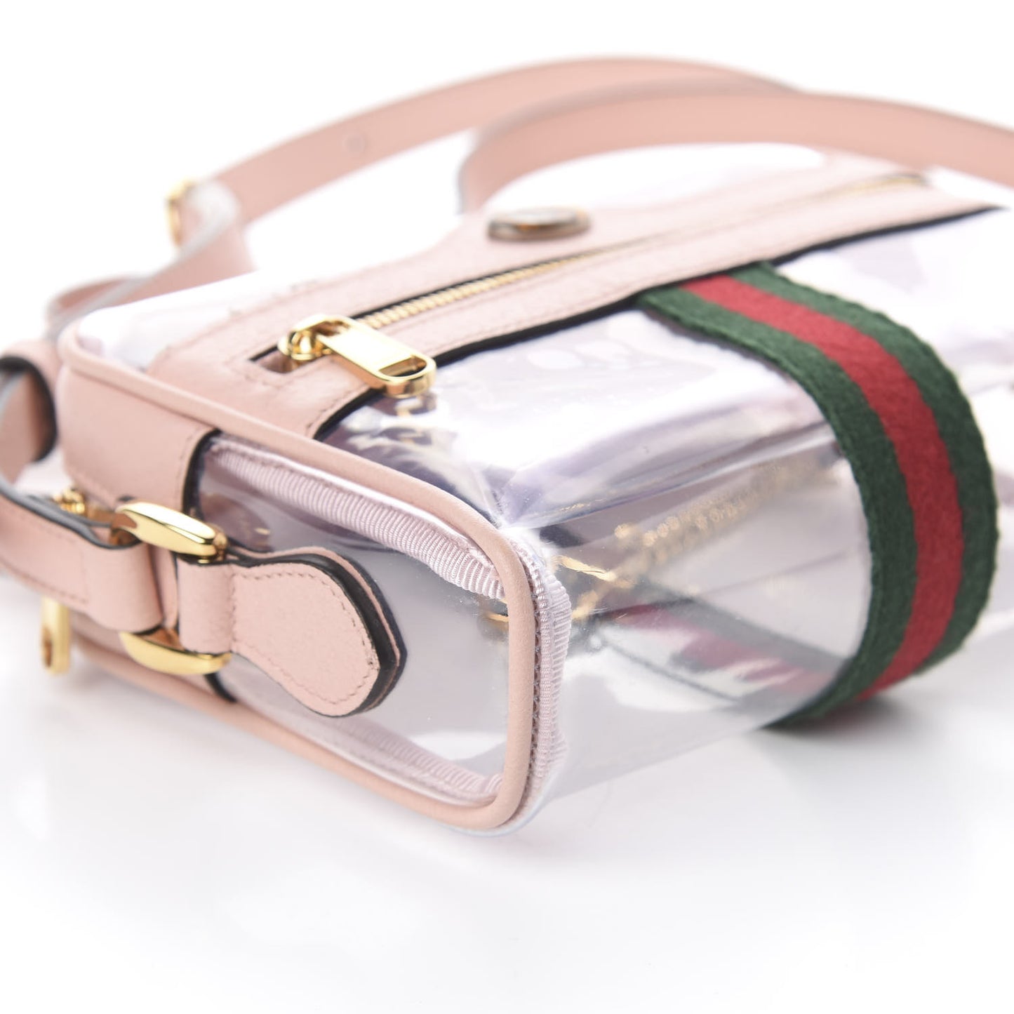Vinyl Web Mini Ophidia Transparent Shoulder Bag Perfect Pink
