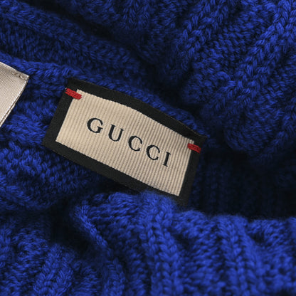 Gucci Wool Knit Monogram Beanie Hat M Bluette Red 5 of 6