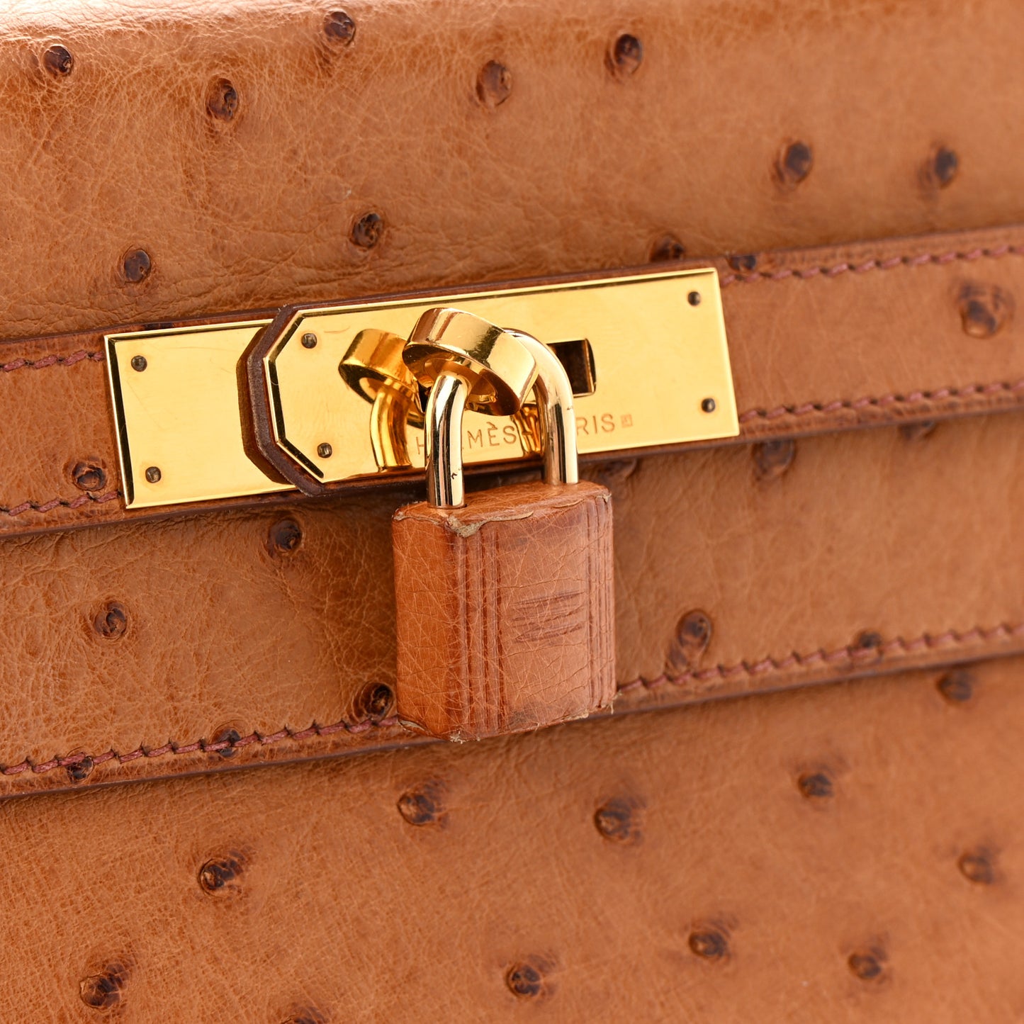 Ostrich Kelly Sellier 32 Gold