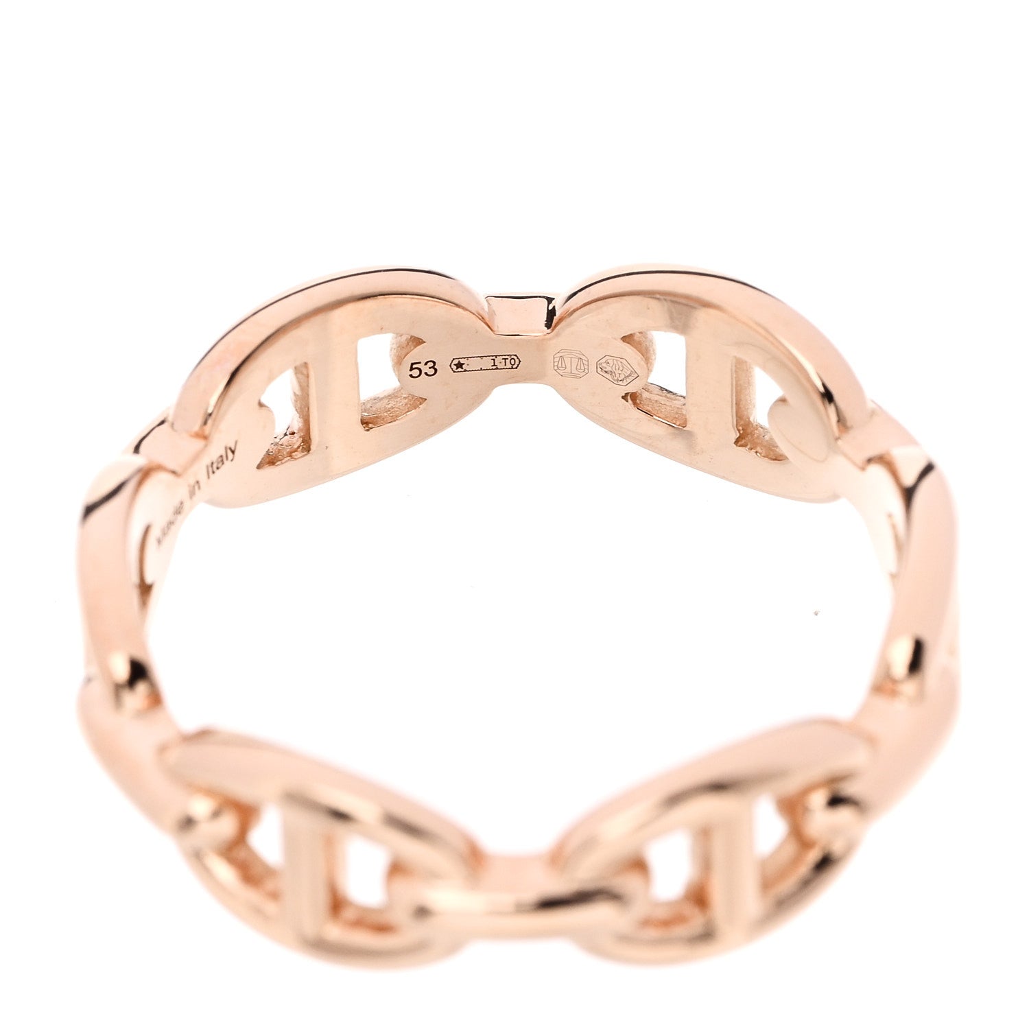 Hermes 18K Rose Gold PM Chaine d'Ancre Enchainee Ring 53 6.5 6 of 7