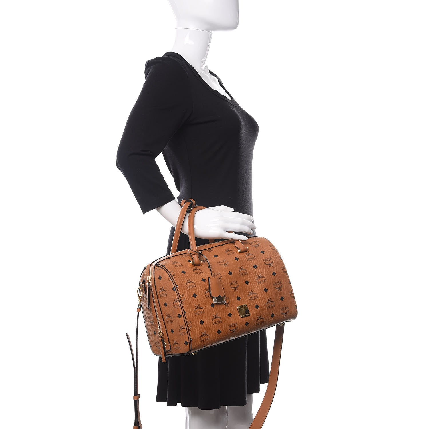 MCM Visetos Boston Bag Cognac 3 of 10