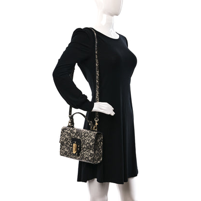 Dolce & Gabbana Lace Printed Calfskin Lucia Top Handle Bag Black 2 of 9