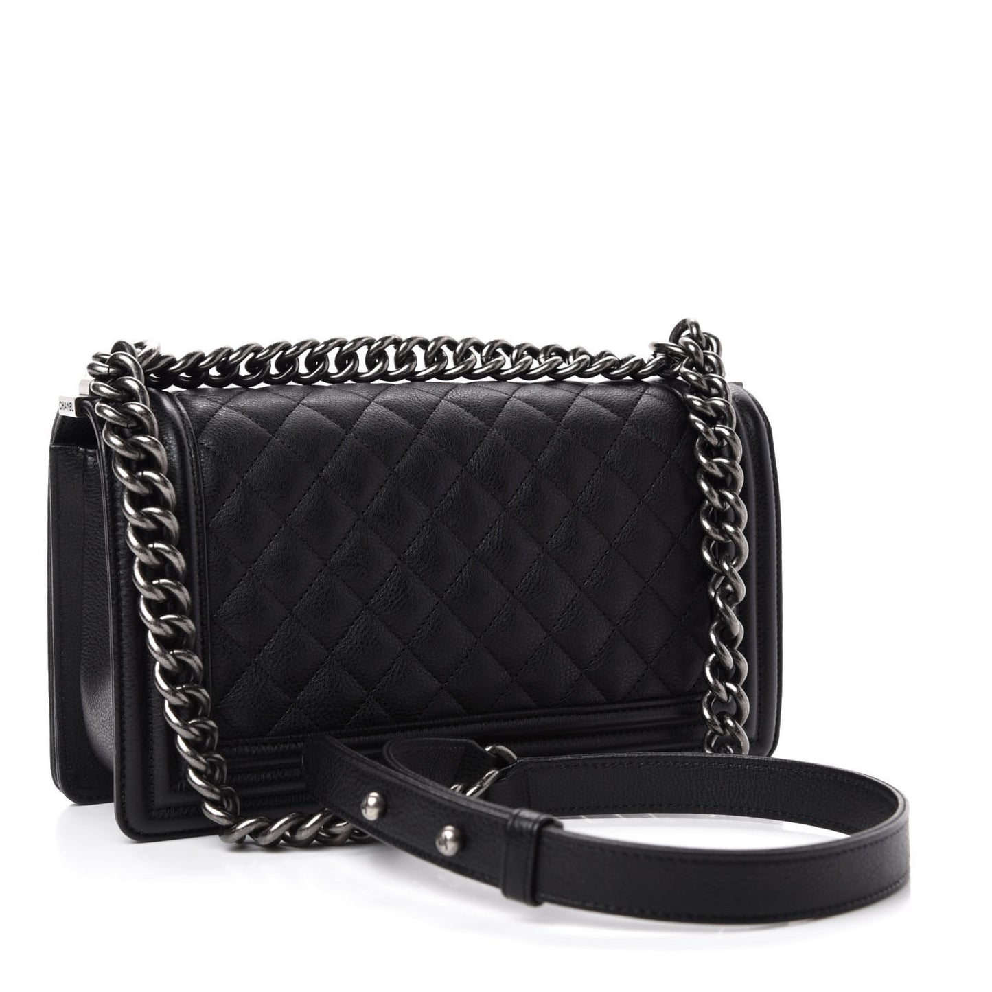 Calfskin Quilted Medium Boy Flap Black