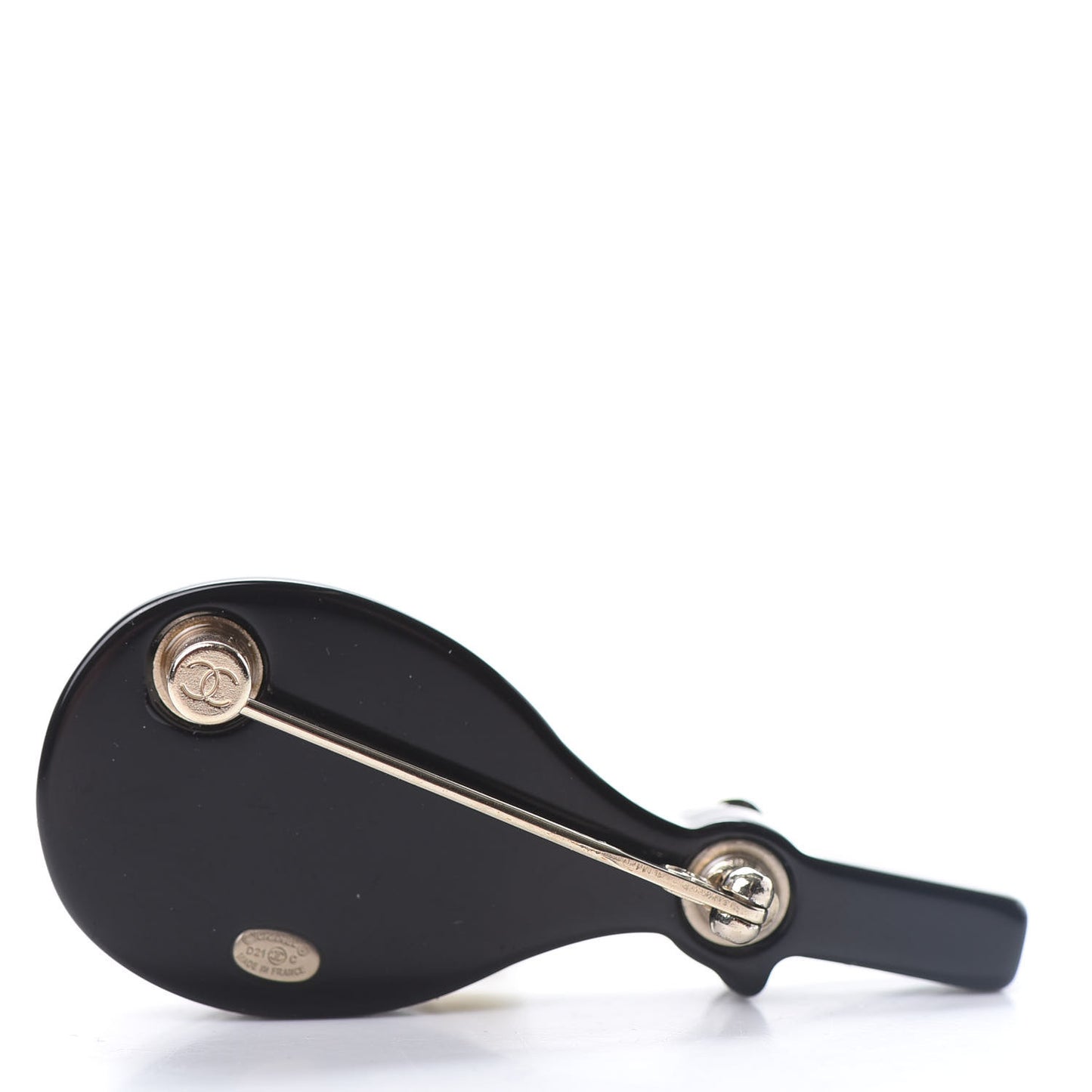 Metal Resin Pearls Strass Tennis Racket Brooch Gold Black Pearly White