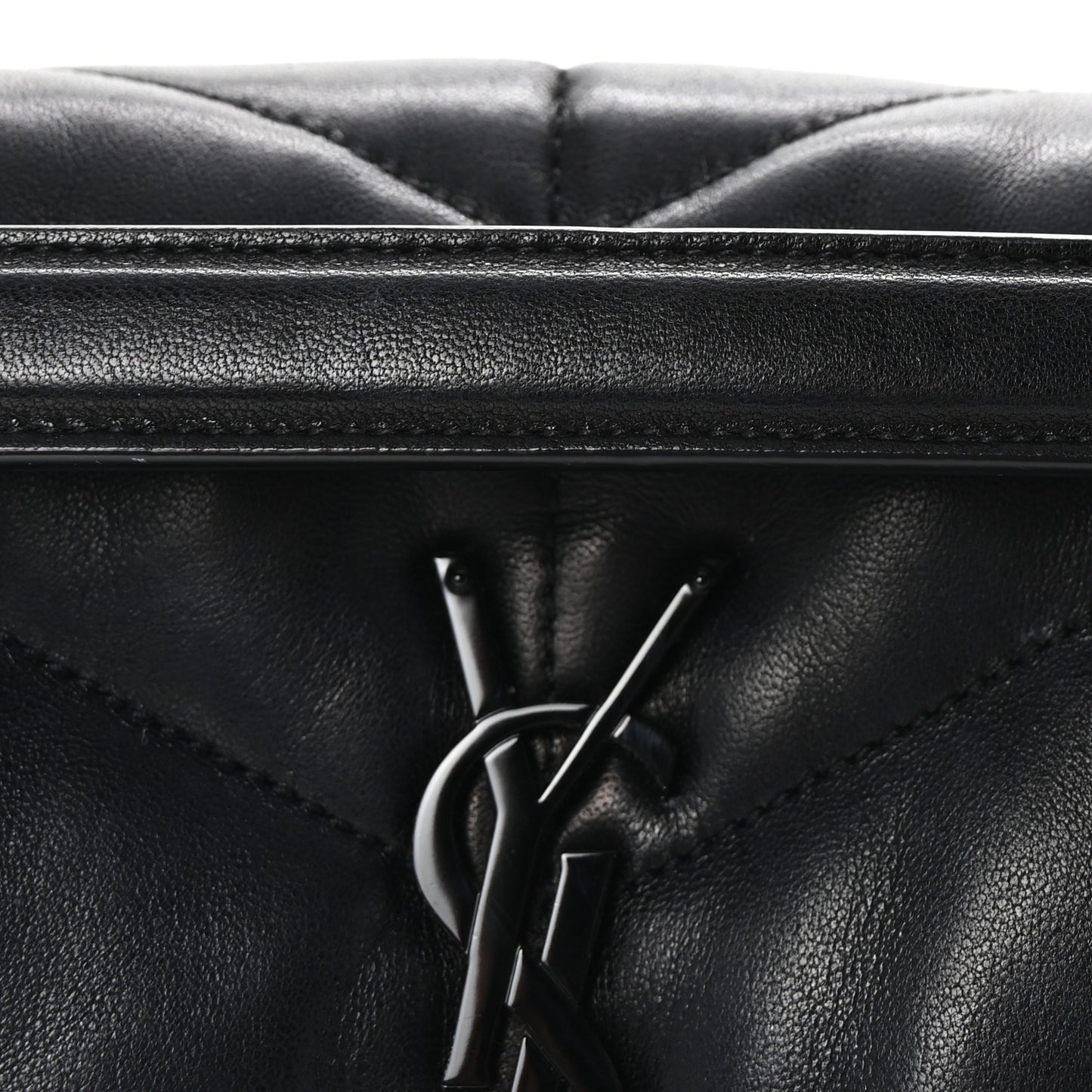 Lambskin Quilted Monogram Monochrome Small Loulou Puffer Chain Satchel Black