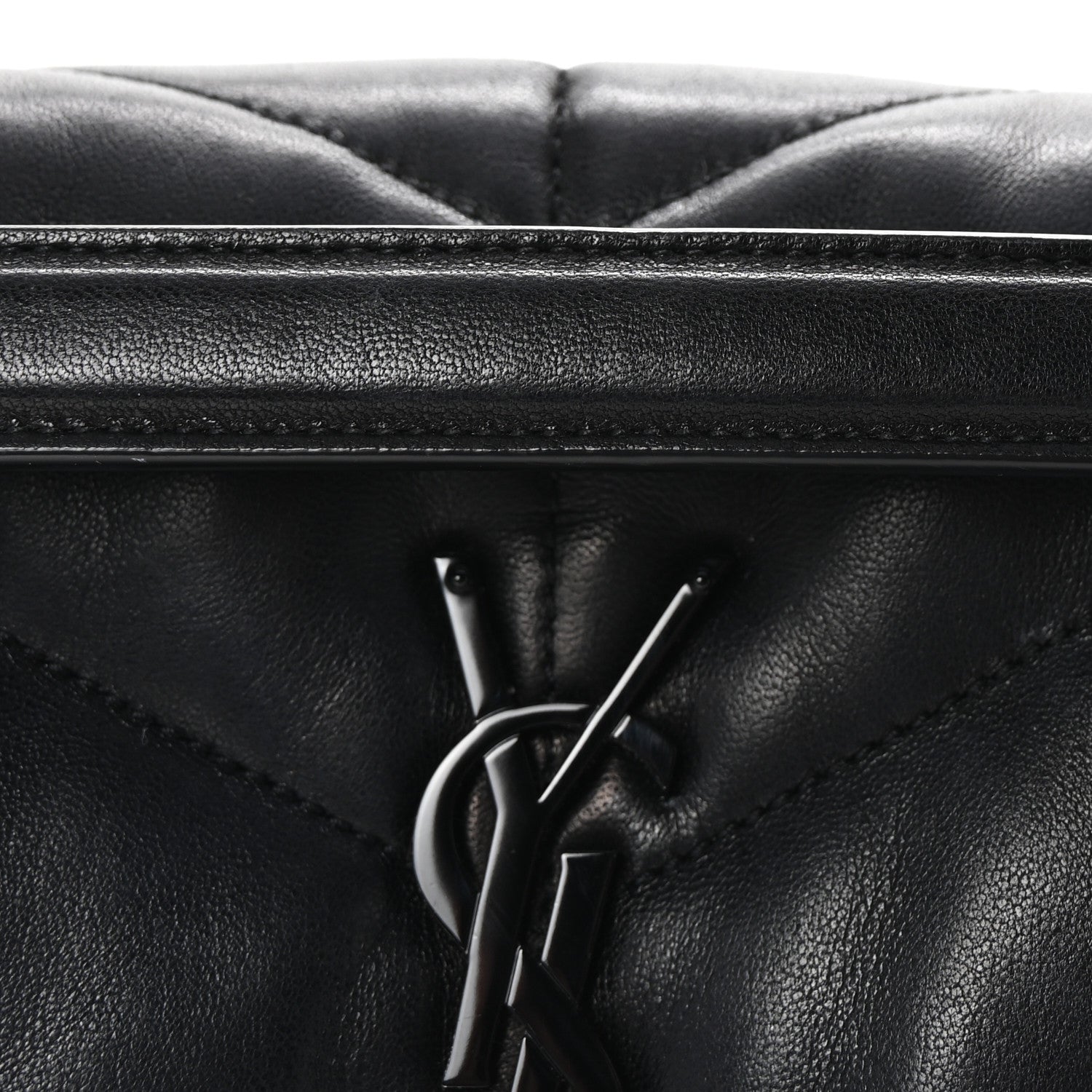 Saint Laurent Lambskin Quilted Monogram Monochrome Small Loulou Puffer Chain Satchel Black 7 of 9